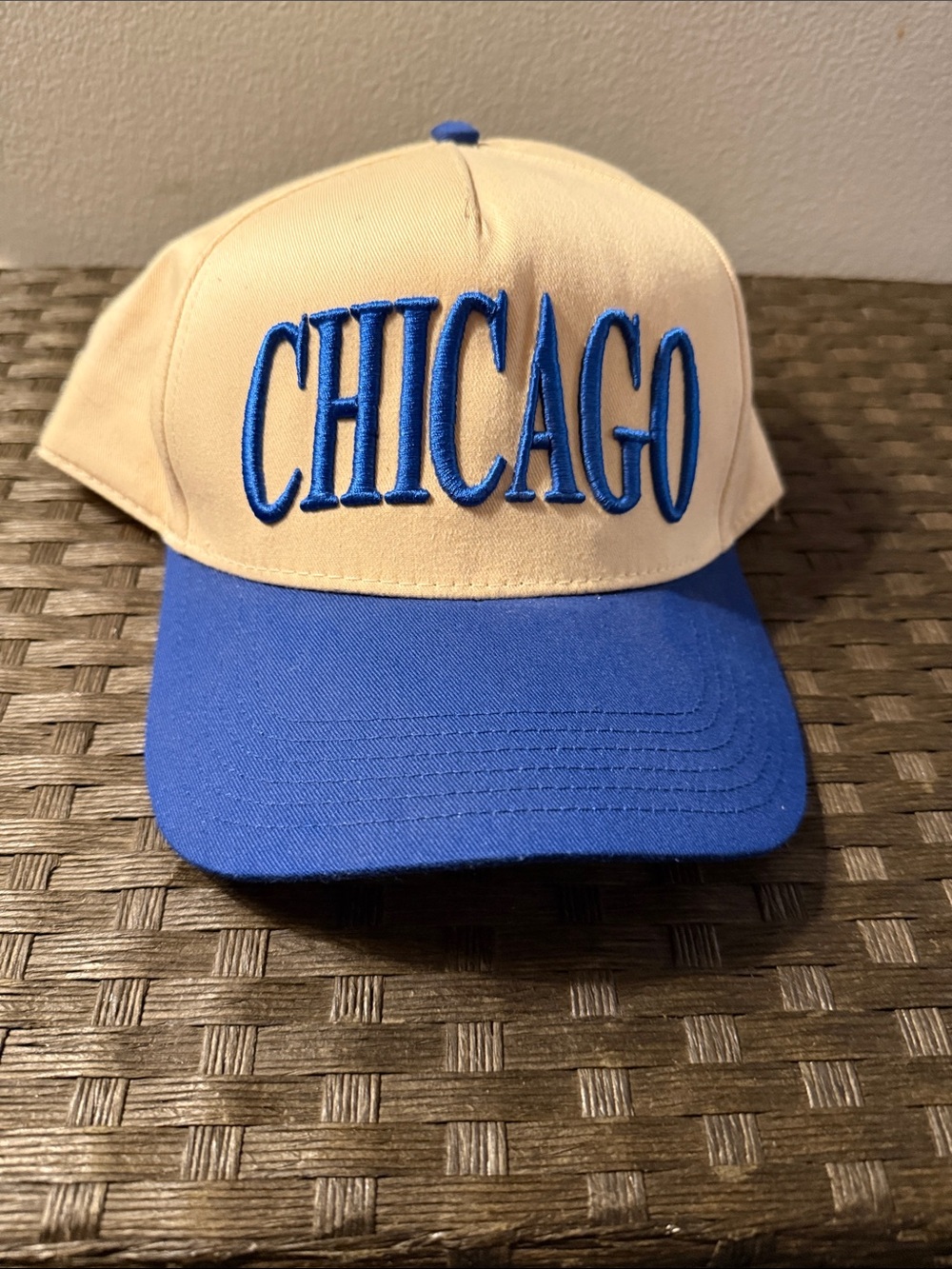 Chicago Embroidered Baseball Cap - Blue & Tan
